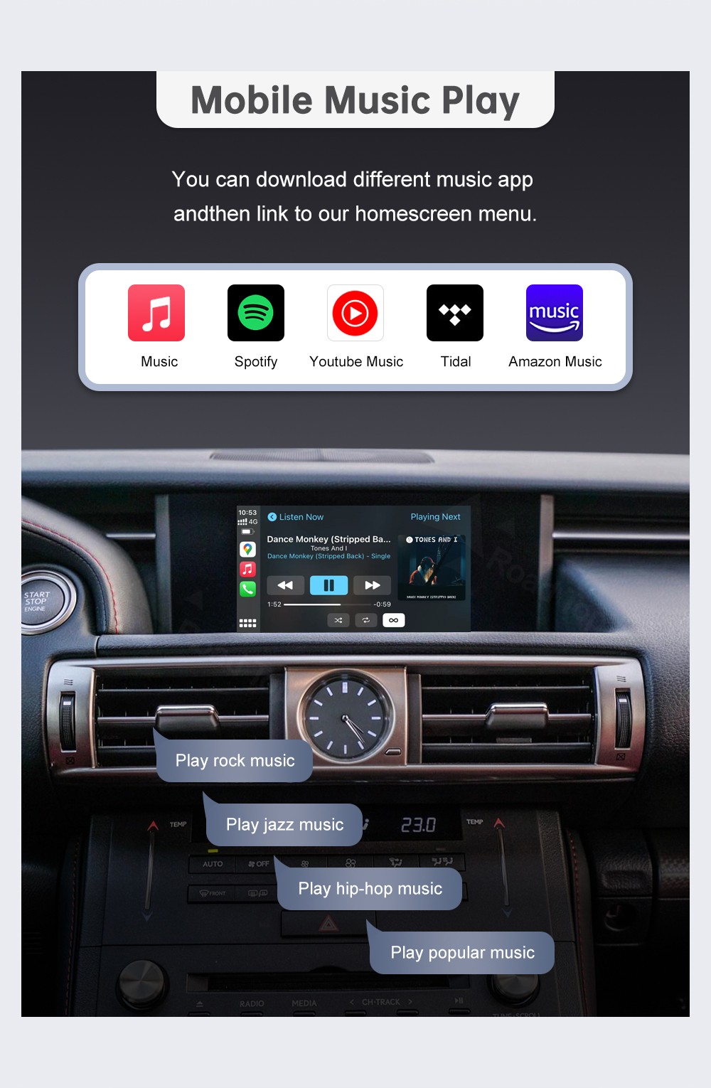 Wireless Carplay Android Auto Module For Lexus IS 2014-2020 Mirror Link AirPlay
