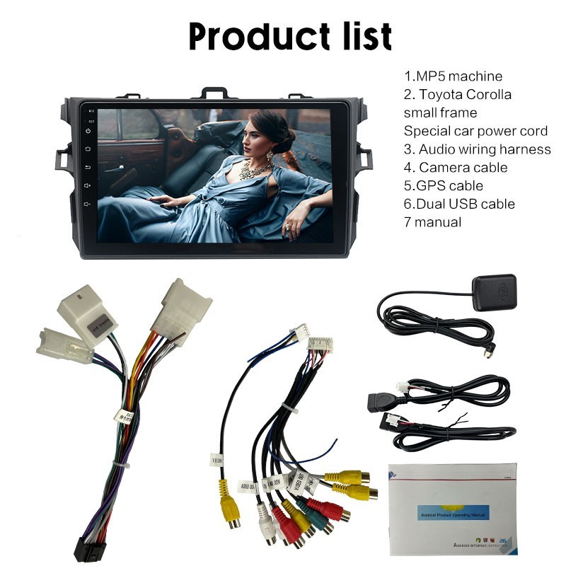 For Toyota Corolla 2009-2013 Bluetooth Car Stereo Carplay 2 din 9 inch