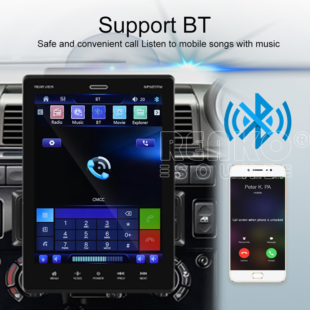 Single 1 Din Apple/Android Carplay Car Stereo Radio Bluetooth 9.5″ Touch +Camera