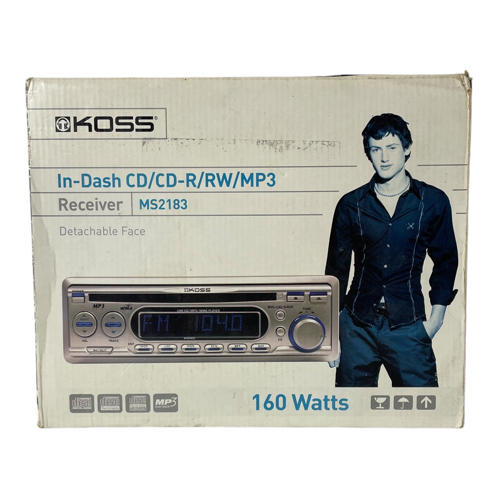 KOSS In-Dash CD/CD-R/RW/MP3 Receiver Detachable Face MS2183 160 Watts