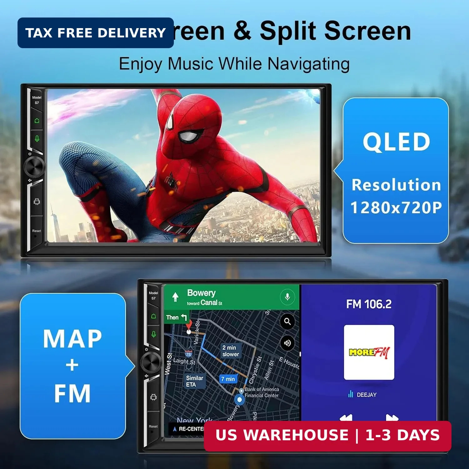 Double Din Car Stereo Wireless Apple CarPlay Android Auto,7 in Android Car Radio