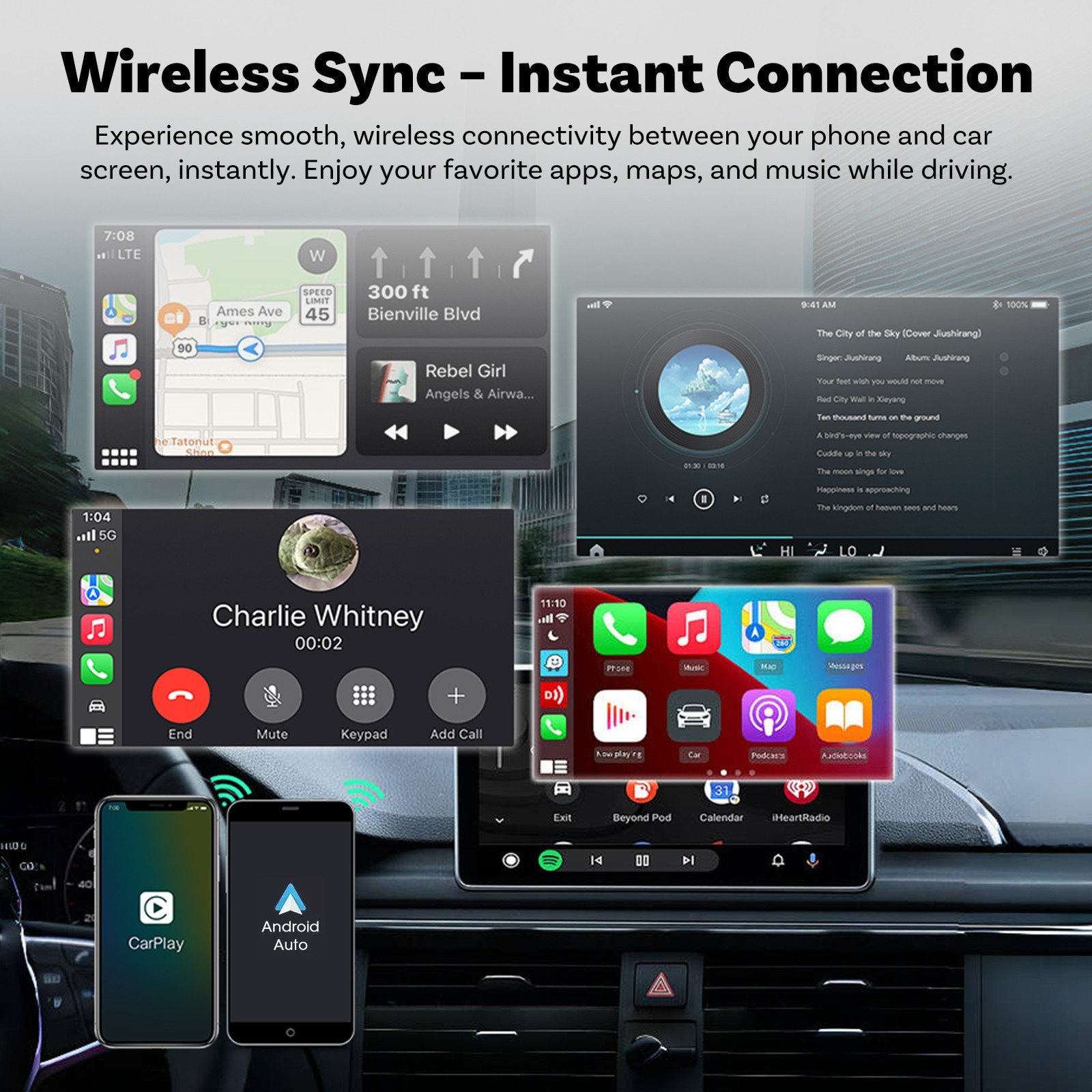 Ottocast Wireless CarPlay & Android Auto Adapter Fast Connection USB for cars