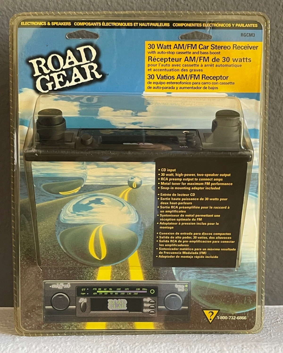Vintage ROAD GEAR 60 Watt AM/FM Car Stereo Cassette Receiver w CD Input Jack NEW