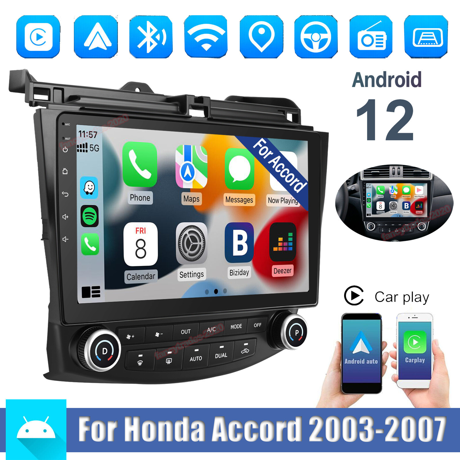Android Carplay For Honda Accord 7 2003 2004 2005 2006 2007 Stereo Car Radio USB