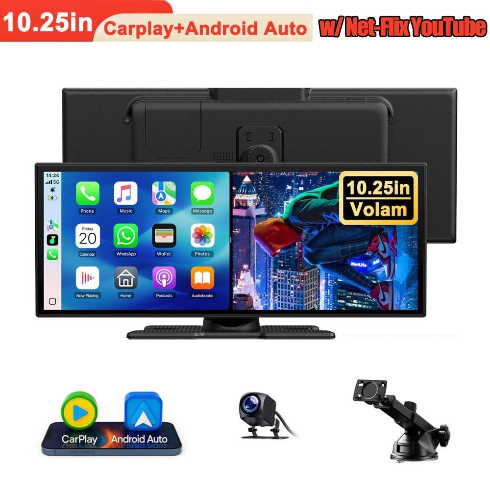 3 IN 1 10.25” Wireless CarPlay Android Auto AI Box for Car w/ Netflix YouTube