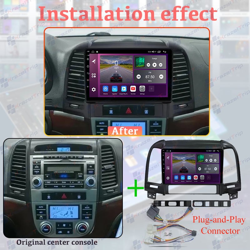 Plug-and-Play 6GB 8 Core Stereo 64GB Car Radio for Hyundai Santa Fe 2006 – 2012