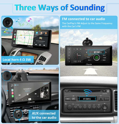 CARPURIDE W103 Portable Car Stereo Wireless Apple Carplay Android Auto Bluetooth