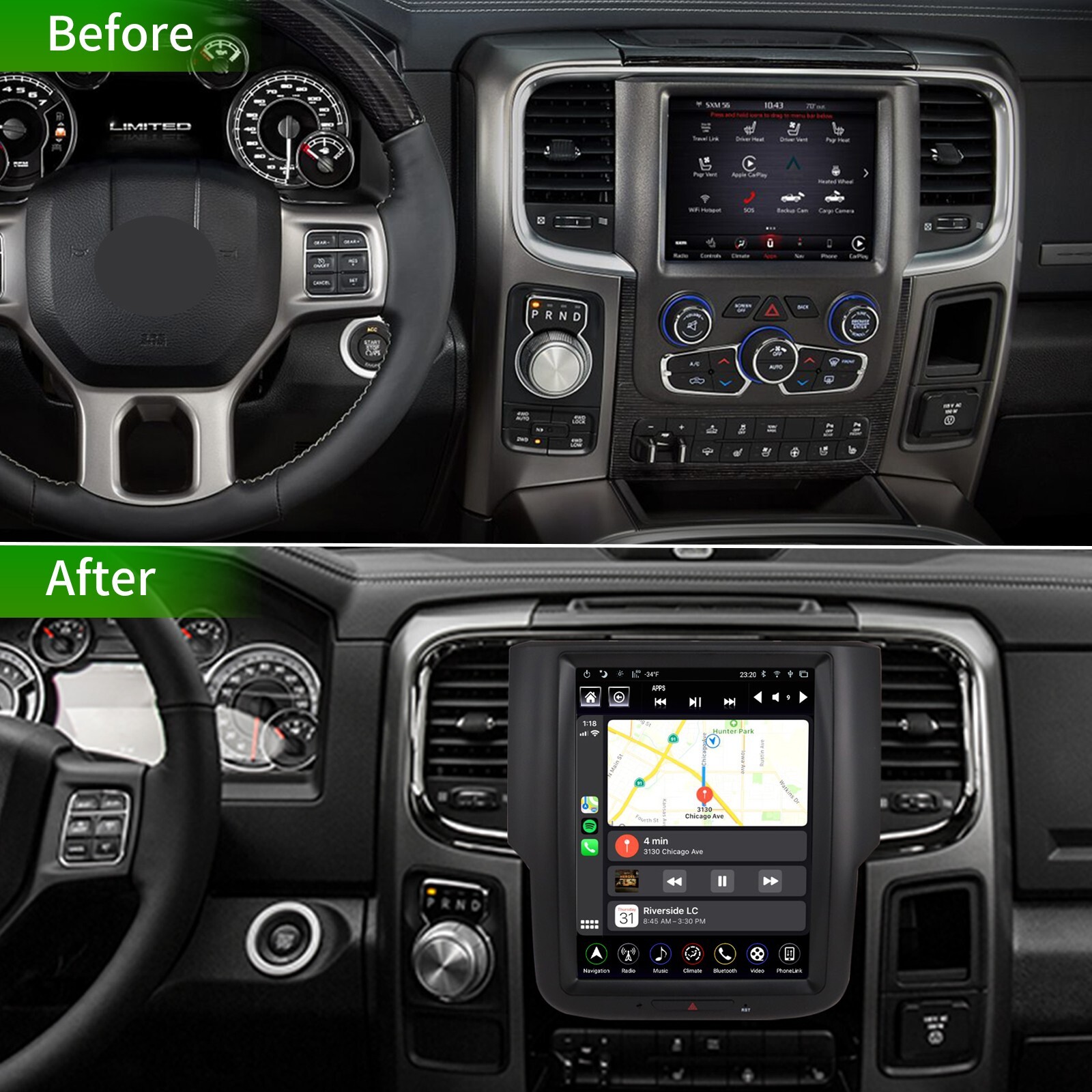 GEN 4 Android Car Radio Stereo For Dodge RAM 1500 2500 3500 2013-2018 GPS Navi