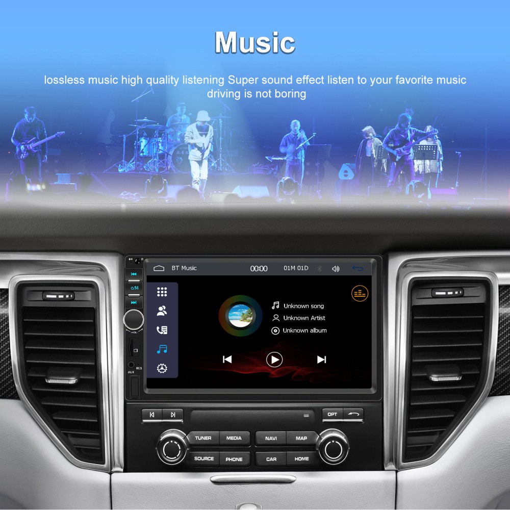 2 Din Apple Carplay Android Auto 7″ Car Stereo Radio Bluetooth Touch Screen Cam