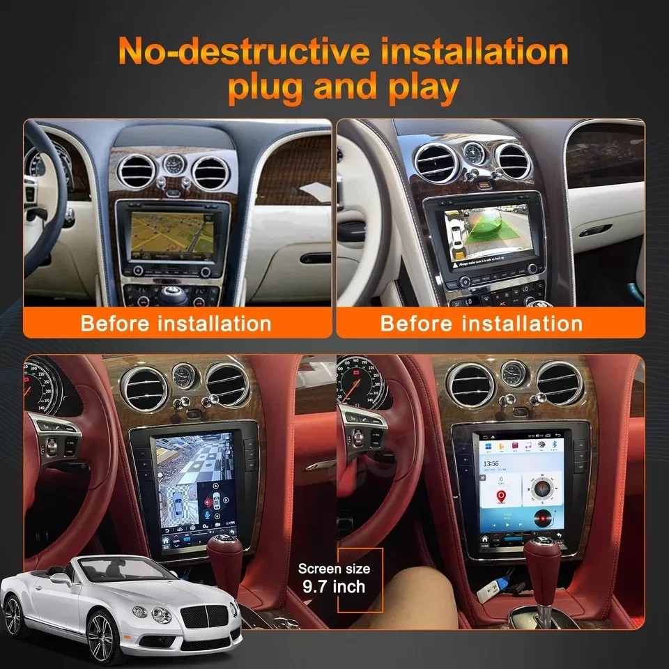 Android Tesla Vertical Screen Car-Play Radio For Bentley Flying Spur 2012-2019