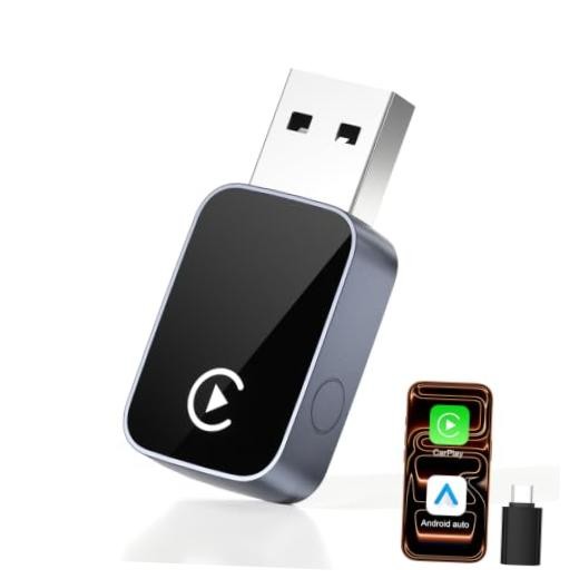 2-in-1 Wireless CarPlay & Android Auto Adapter Bluetooth 5.3 5GHz Wi-Fi No