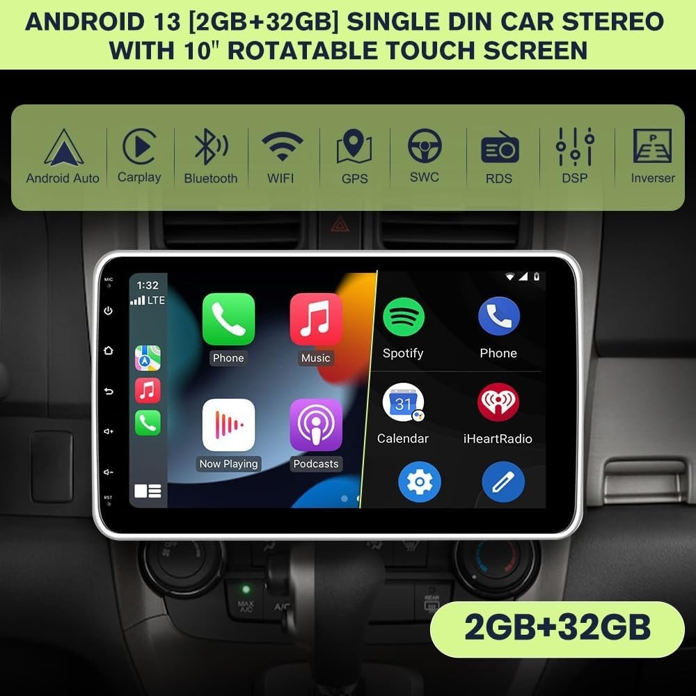10 Inch Bluetooth Car Stereo with GPS & Rear Camera Integration – Modern Upgrade