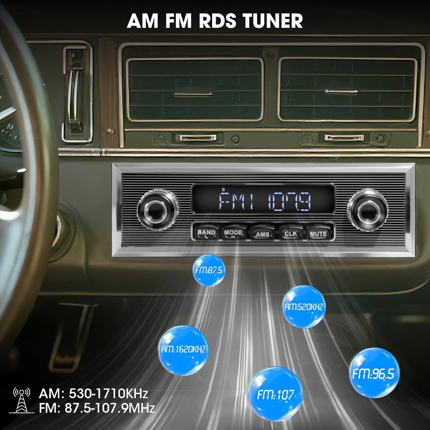 Single Din Classic Car Stereo: Vintage Retro Style Radio for Truck – Bluetoot…