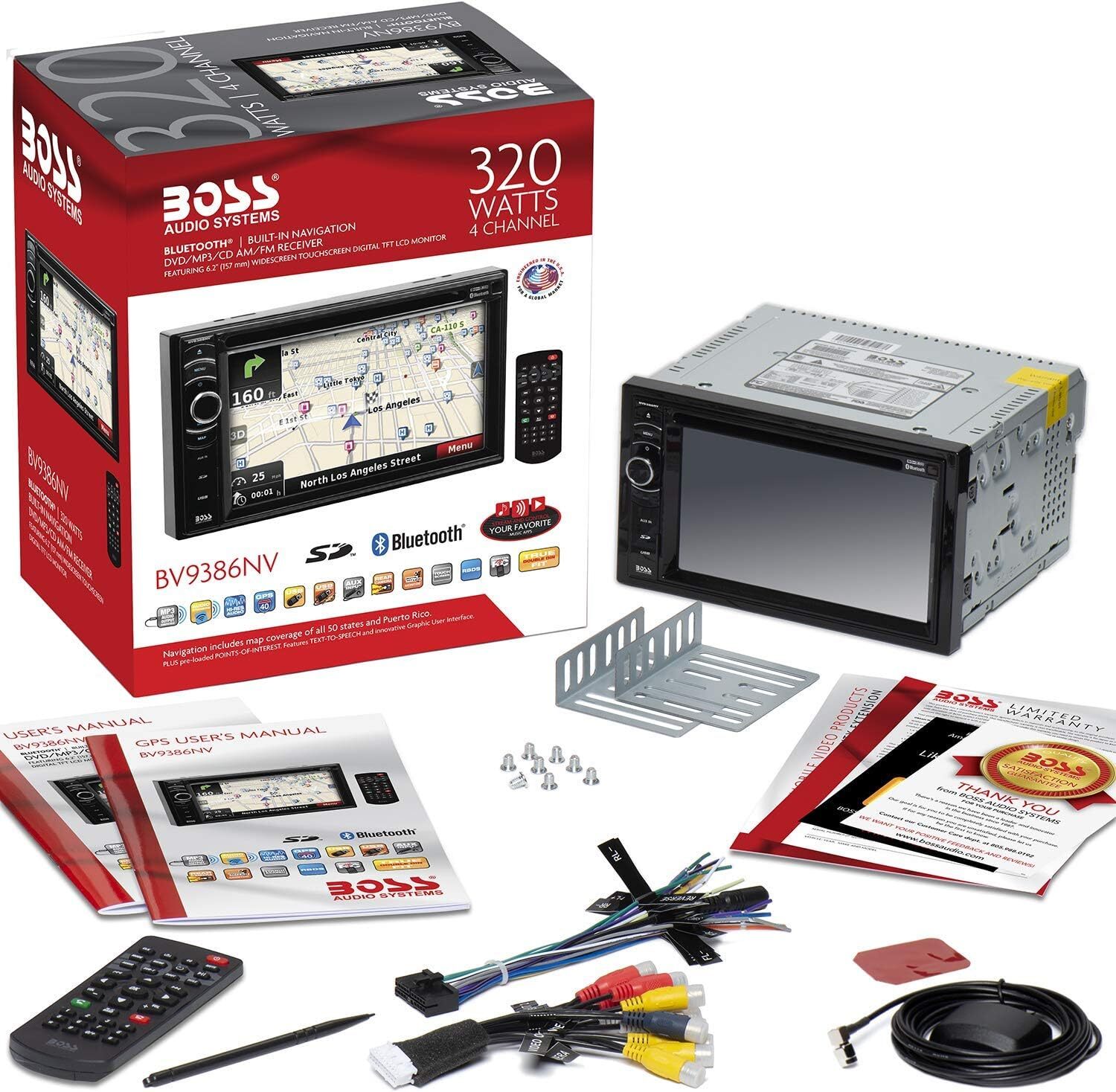 BOSS Audio In-Dash CD/DVD/DM Bluetooth Receiver BV9386NV