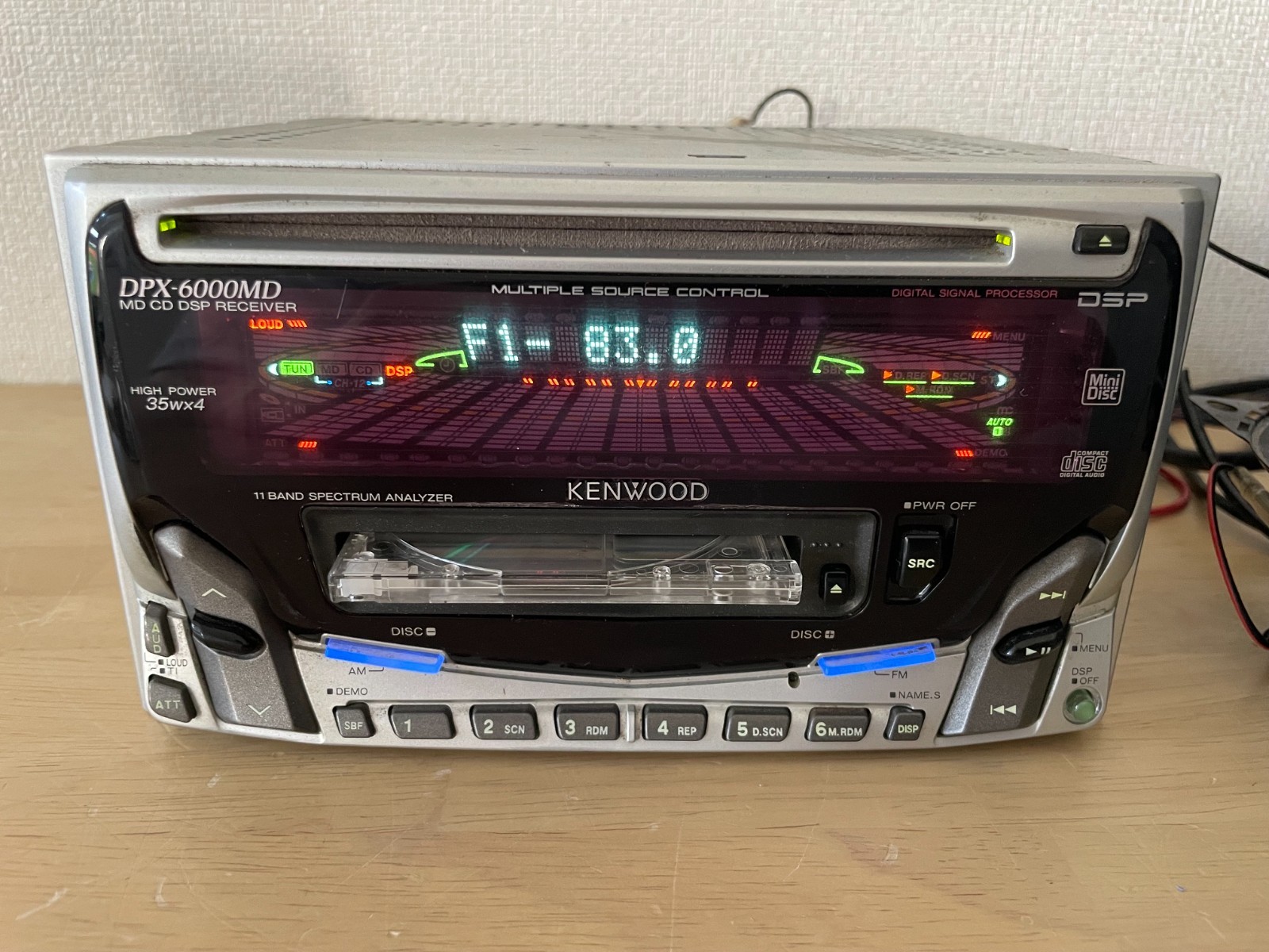 Kenwood DPX-6000MD 2DIN Car Audio CD MD Bluetooth Player Tested Working