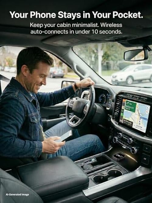 4-in-1 Wireless CarPlay Android Auto Adapter AirPlay & Miracast Media Hub Black