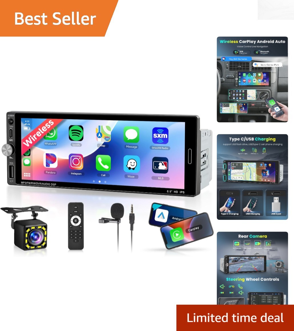 6.9-Inch Bluetooth 5.2 Car Radio with Backup Camera & Mirror Link – 2025 Upgrade