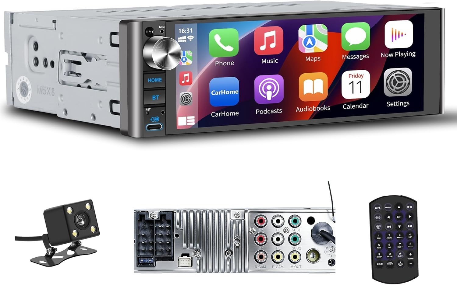 Single Din Car Stereo Wireless Apple CarPlay Android Auto 7-inch Touchscreen