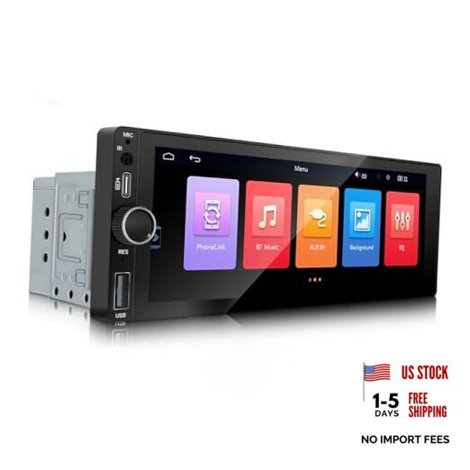 Single Din Car Stereo with Wireless Carplay Android Auto, 6.86 Inch IPS Touch