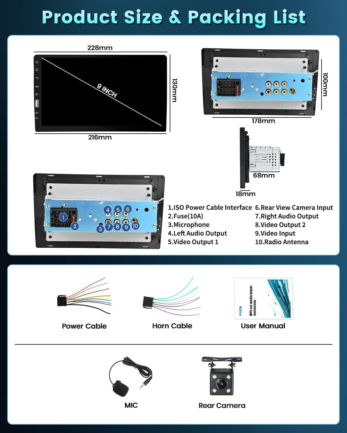 Radio Estereo De Pantalla Para Coche Carro GPS WiFi Tactil Single Din Bluetooth
