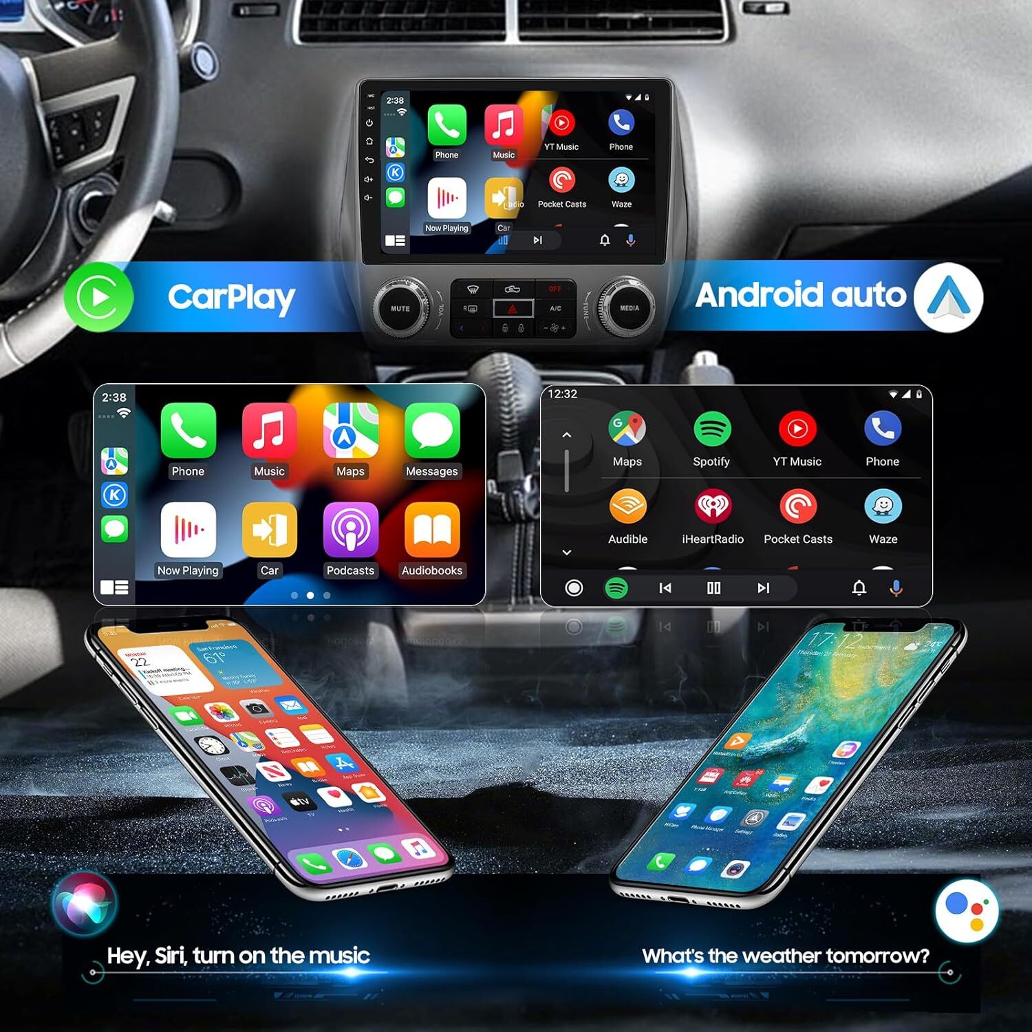 32GB Android 12 Car Radio Navi GPS Stereo For Chevrolet Camaro 2010-2015 +Camera