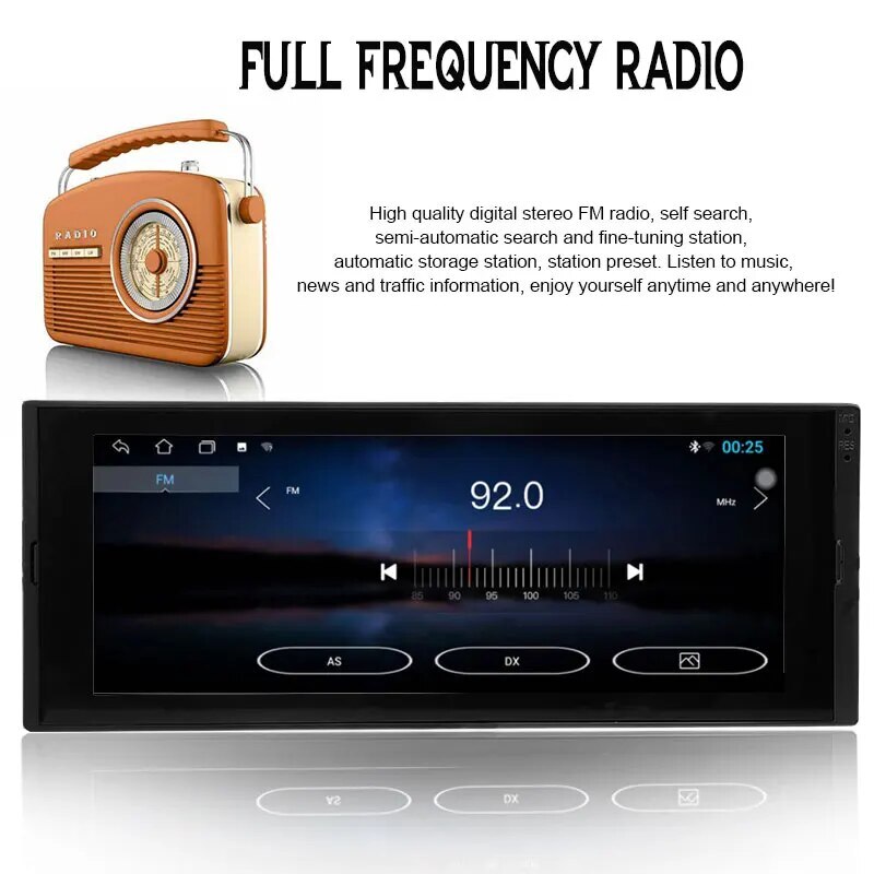 Single 1 Din 6.9″ Android 8.1 Car Radio Touch Screen WiFi GPS Bluetooth 1+16G FM
