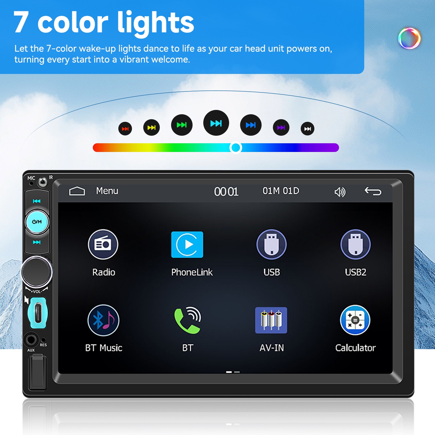 7″ Double 2 DIN Car Stereo Radio MP5 Touch Screen Bluetooth FM USB w/Rear Camera