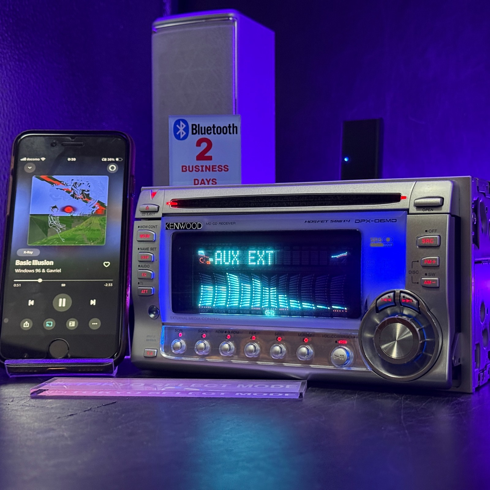 KENWOOD DPX-06MD 2DIN Car Audio CD MD Player JDM Added Bluetooth Tested In Stock
