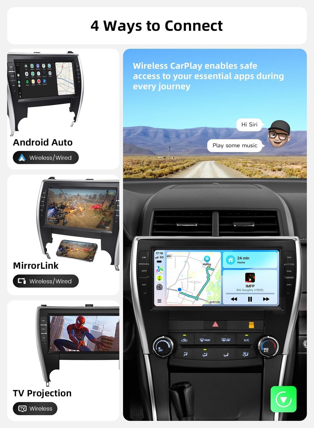 Dasaita 10.33″ Car Radio Toyota Camry 2015-2017 Android Auto CarPlay GPS WiFi