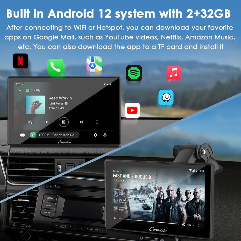 Carpuride 2+32G 9″Touchscreen Apple Carplay Car Stereo Android Auto Apps Install