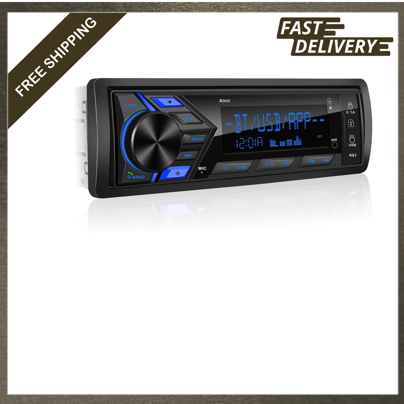 Single Din Car Stereo Bluetooth Radio MP3 Player AM FM USB AUX SD Digital Media