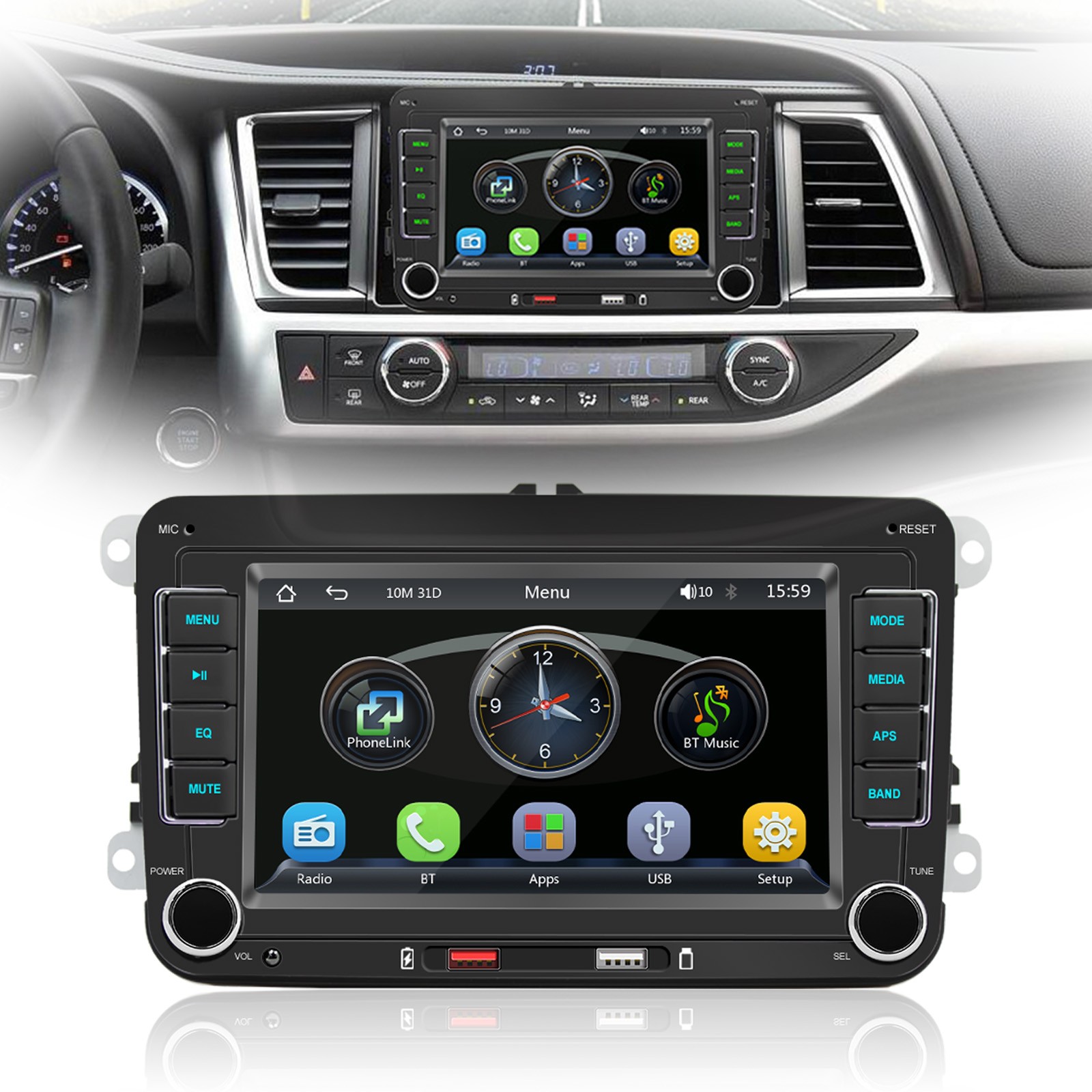 7″ Wireless Carplay Bluetooth Stereo Radio FM Car MP5 Player For Volkswagen Cars
