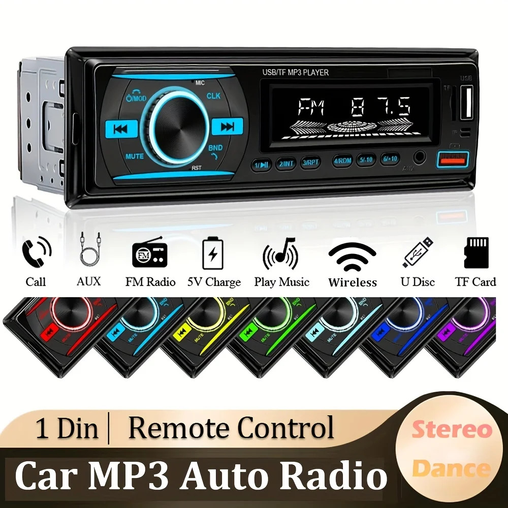 Car Radio Stereo MP3 Player FM Radio 60W*4 Audio Music TF 1 din in Dash Kit