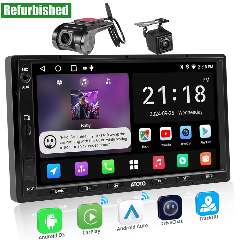ATOTO Android 7″ Car stereo GPS AI-Radio Android Auto Backup Camera&DVR Dash Cam
