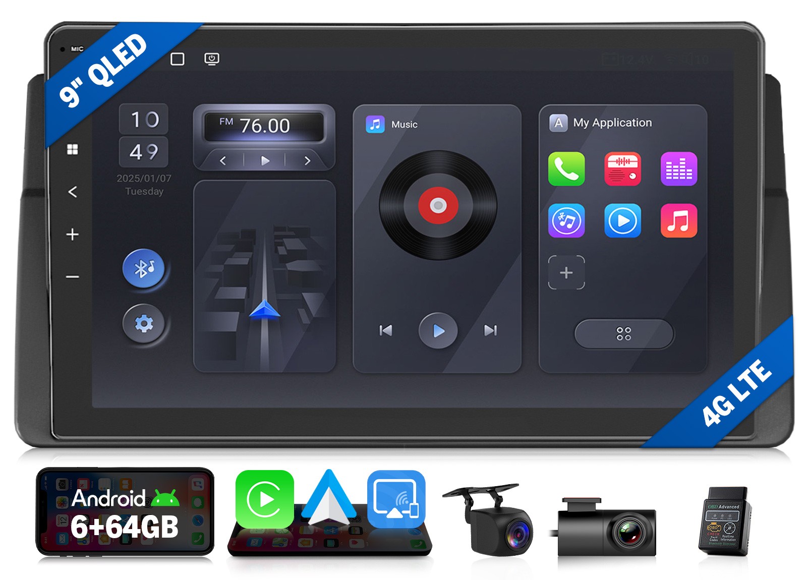 Eonon E46X6S2 Android 9″ QLED 6+64 Car Stereo for BMW E46 325i M3 Apple CarPlay