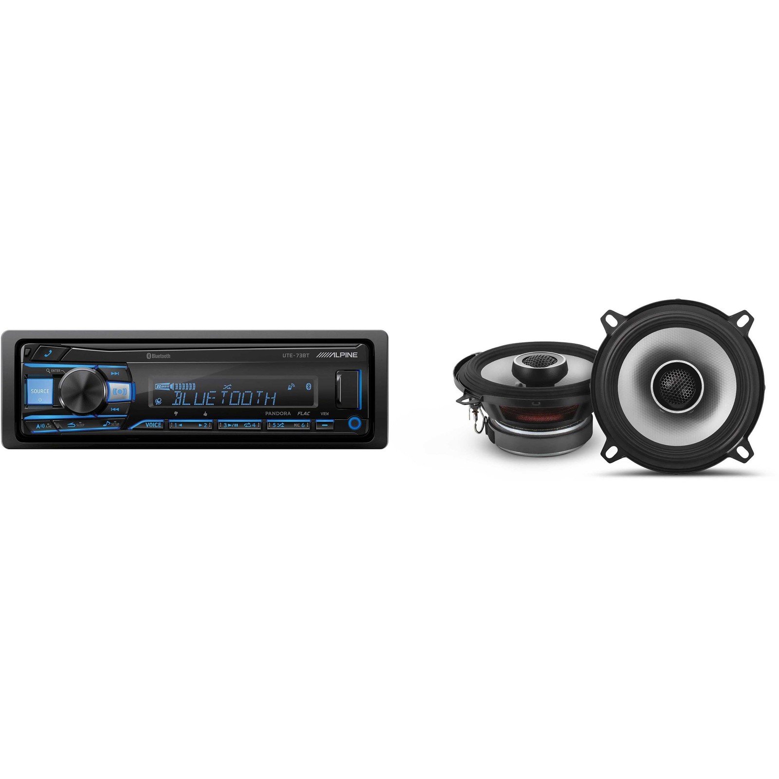 Alpine UTE-73BT Mech-less Digital Bluetooth Media Receiver with 1 Pair Alpine…