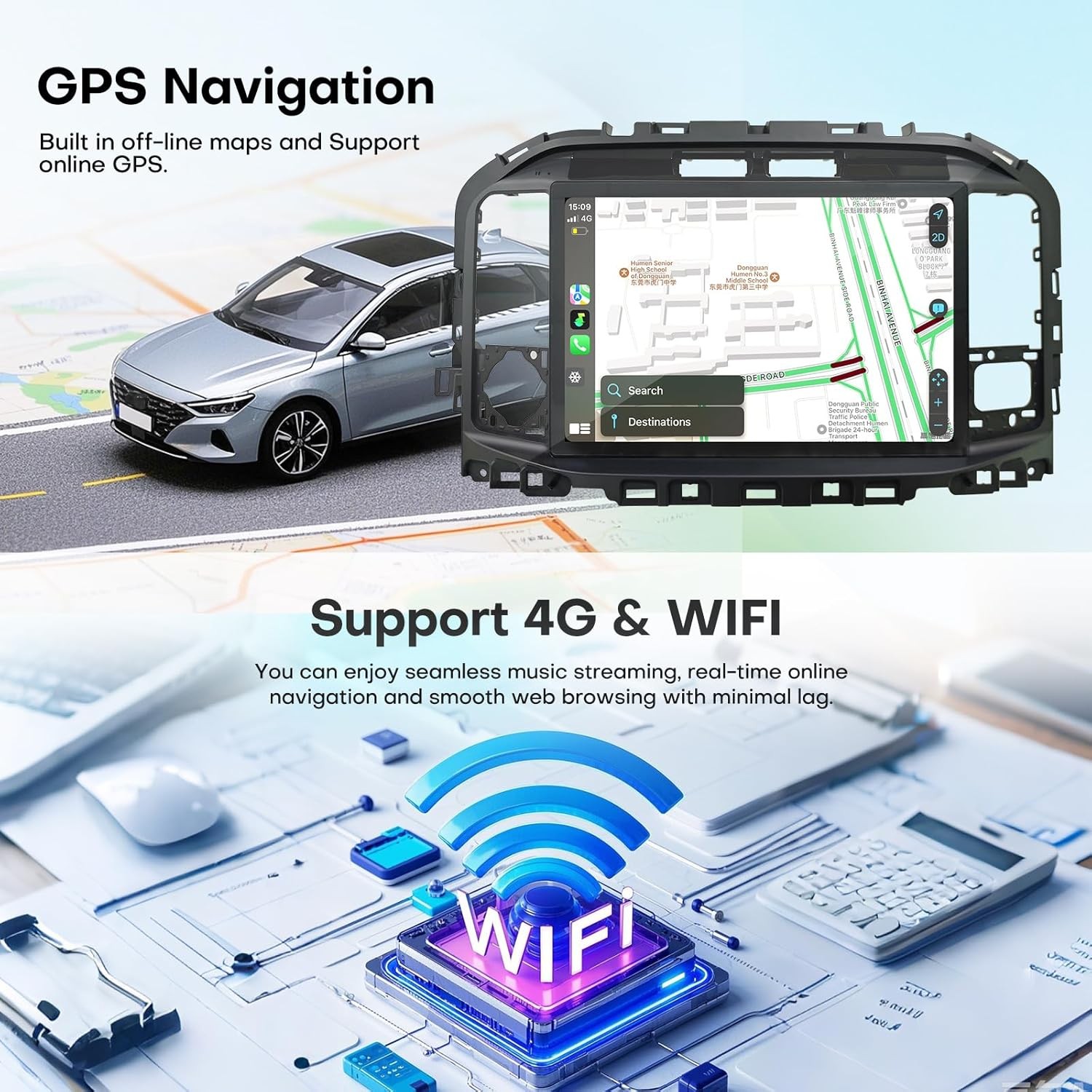 13.1” Car Radio Stereo GPS Carplay Android Auto For Ford F150 2022-2024 64GB
