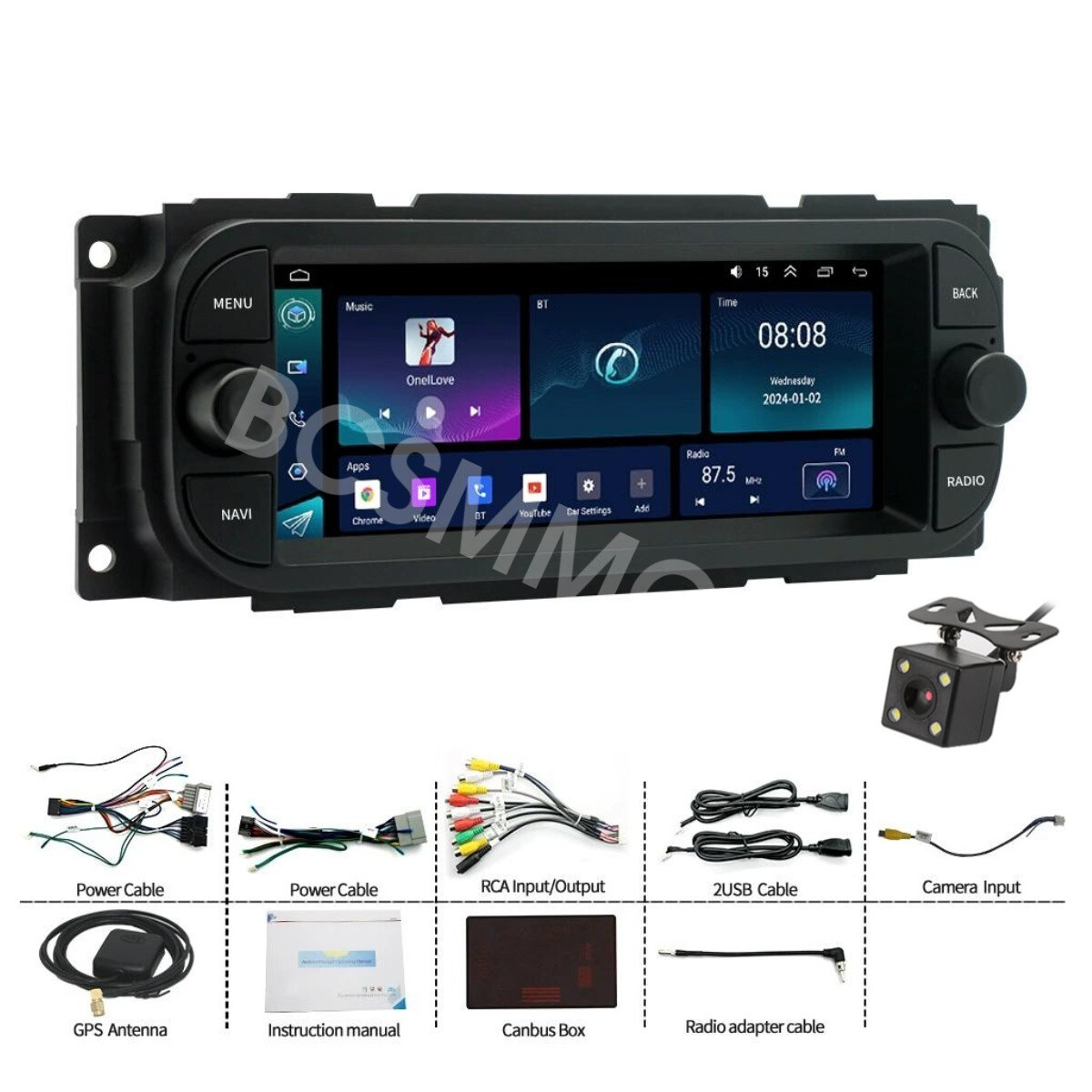 6.8in Radio Multimedia Player BT Mirror Link Cam Fit For Jeep Wrangler 2003-2006