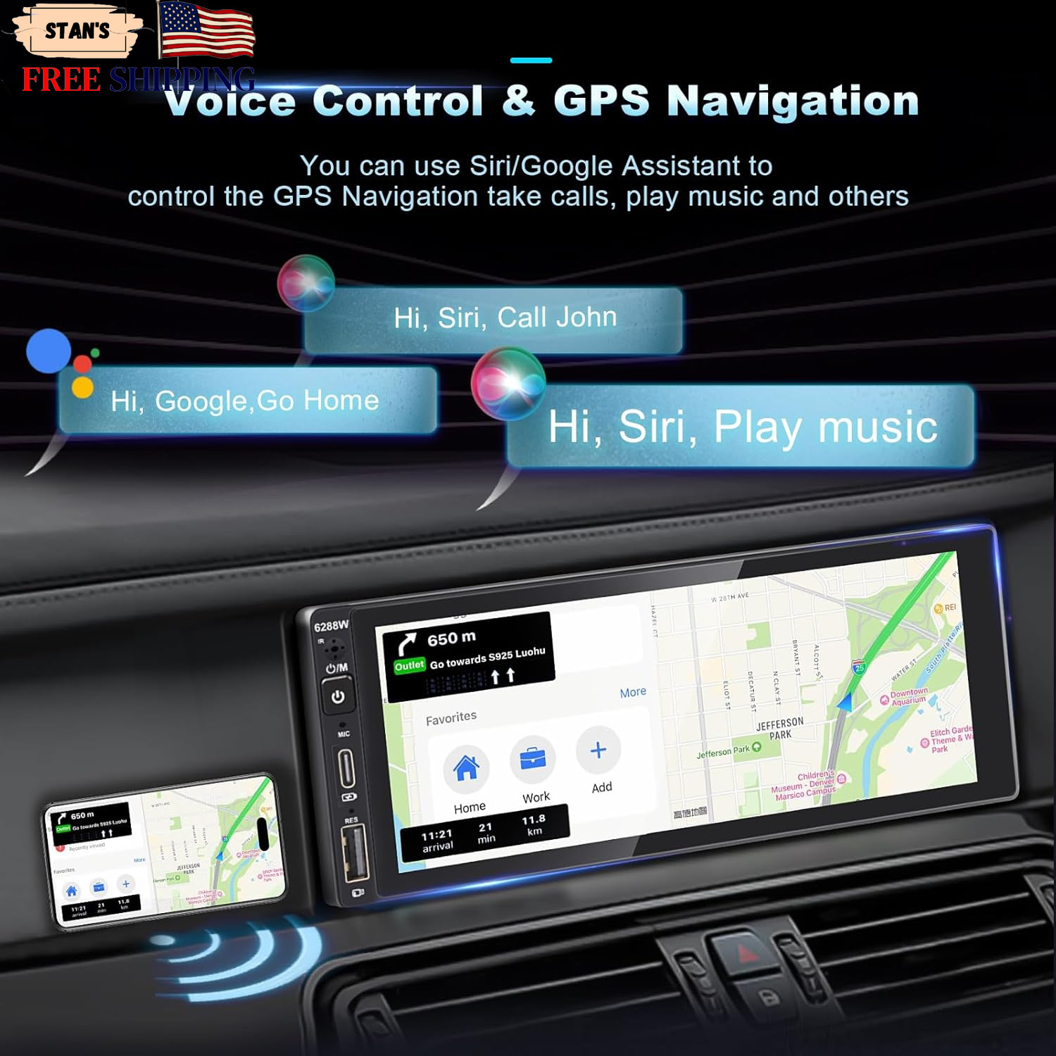 Wireless Single Din Car Stereo with Apple Carplay,Ips Touch Screen Car Radio wit