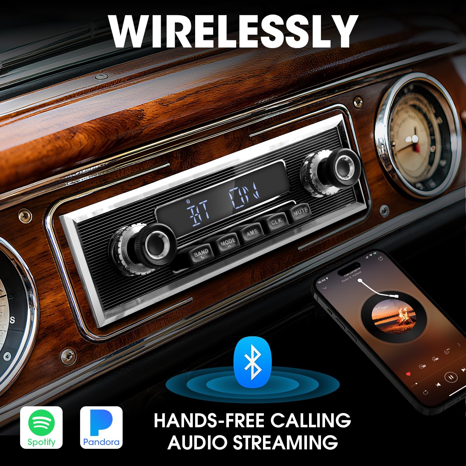 Retro Car Radio Receiver with Bluetooth: Single Din Vintage Stereo for…