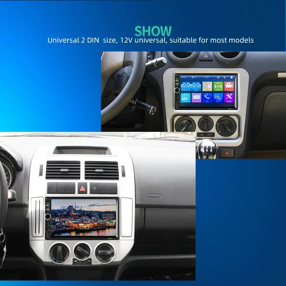 7″ Double 2 DIN Car Stereo Radio MP5 Touch Screen Bluetooth FM + Rear Camera“