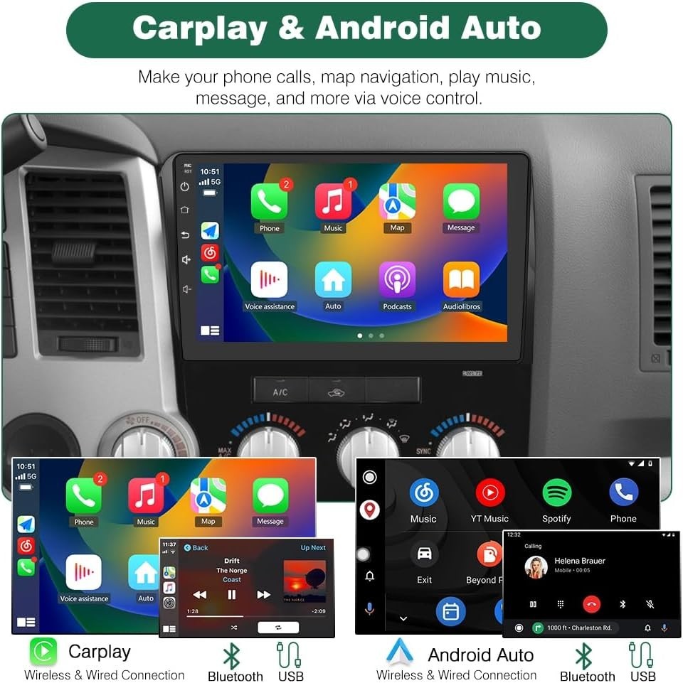 10.1″ 64G Android Auto Carplay for Toyota Tundra 2007-2013, Sequoia 2008-2018