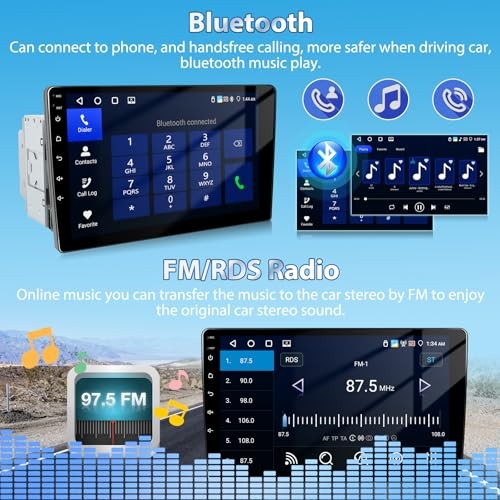 [4+64G] Wireless CarPlay Double Din Car [4+64G] 9″ Car Stereo with Carplay