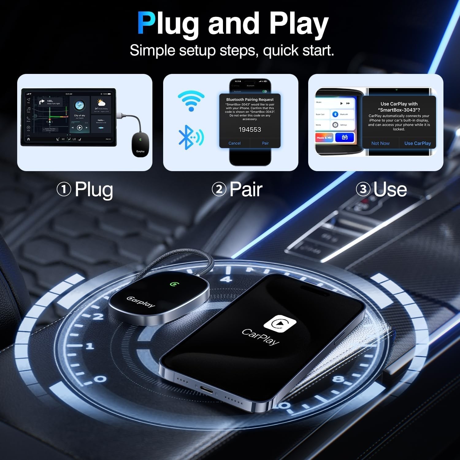 Wireless CarPlay Adapter Converts Wired CarPlay to Wireless Plug and Play