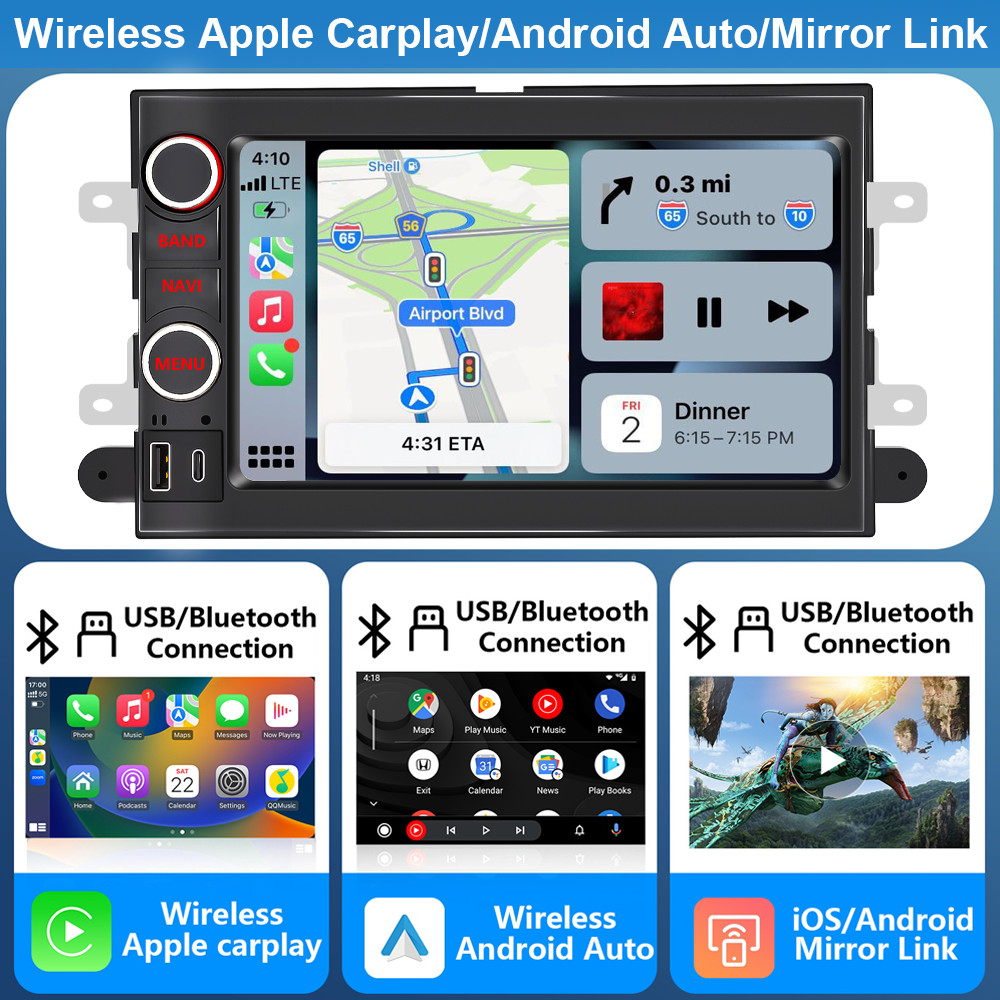 10.1″ Rotatable Screen Car Radio Stereo Carplay For 2006-2010 Ford Edge Explorer