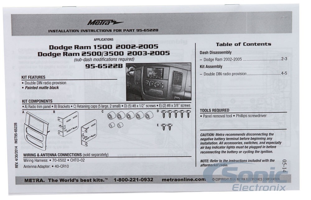 2002-2008 Dodge Ram 1500 Pioneer Double DIN Bluetooth Car Stereo Upgrade | 241ex