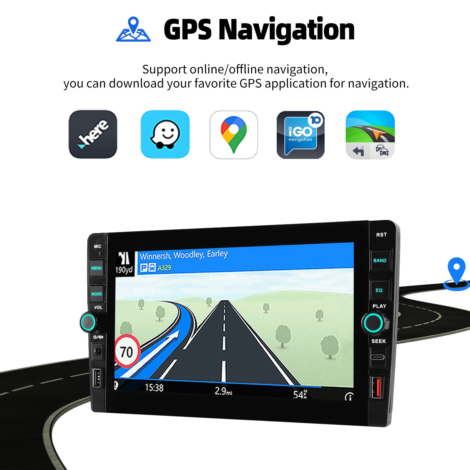 7 Inch 4+64GB Double 2 Din Car Stereo Carplay Android 15 Radio GPS Sat Navi WIFI