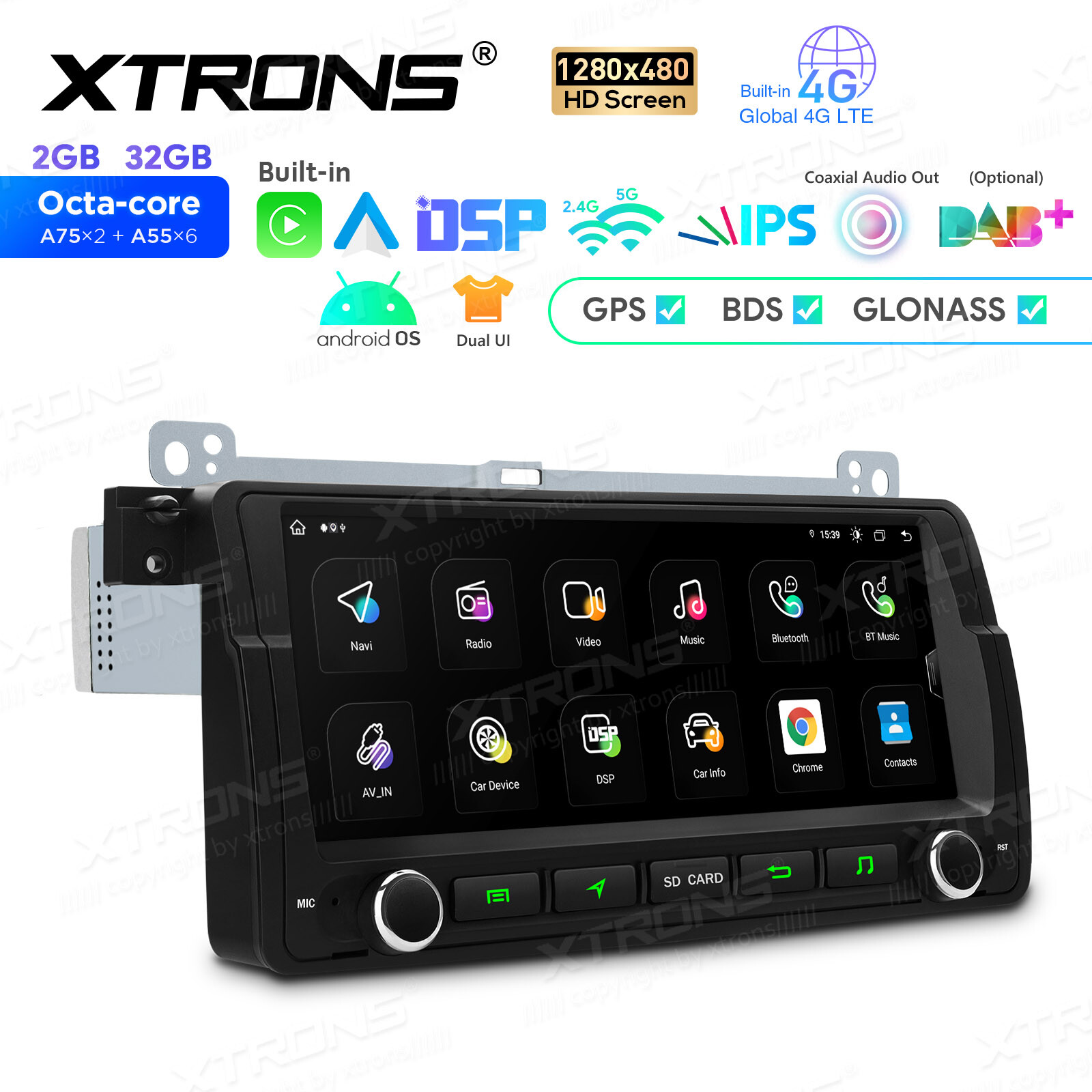 Car Stereo Radio 4G WiFi Android 13 8-Core GPS Sat Navi 32GB DSP For BMW E46 M3