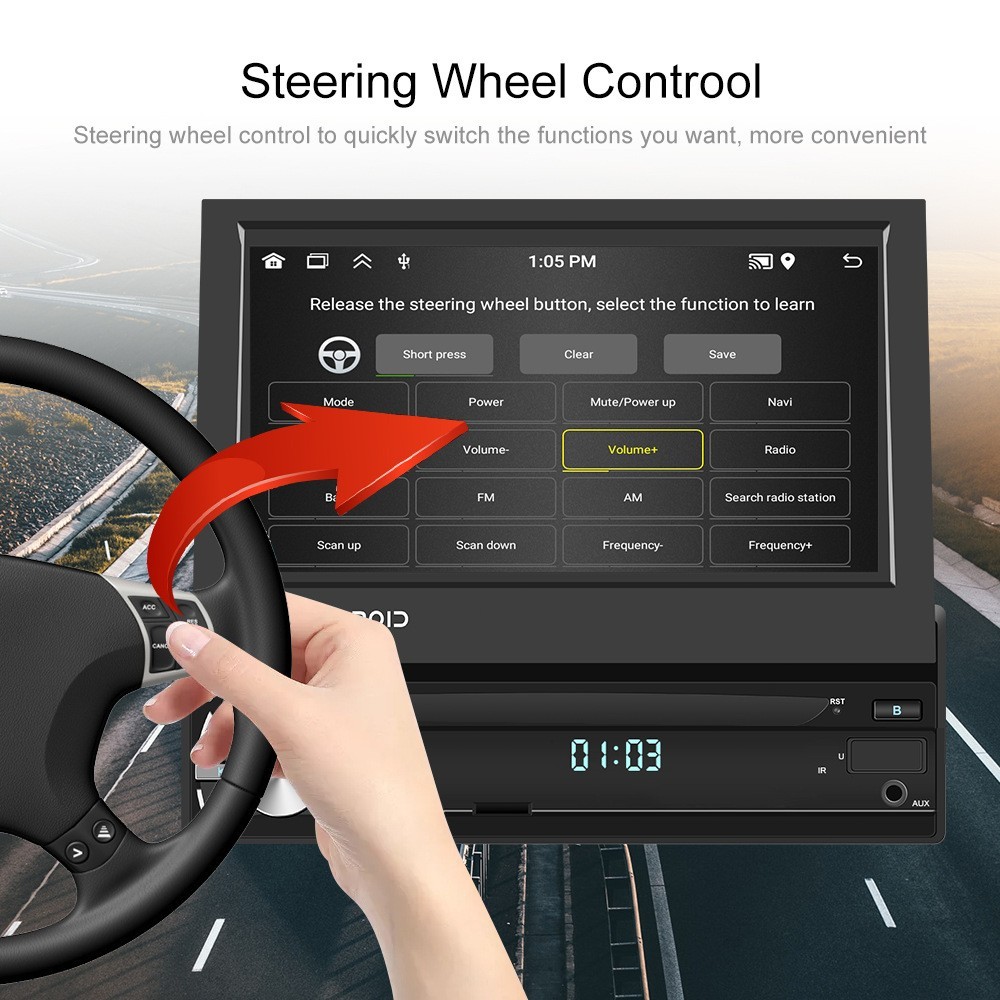 7″ HD Android Car Navigation Head Unit Bluetooth CarPlay WiFi Manual Fold Screen