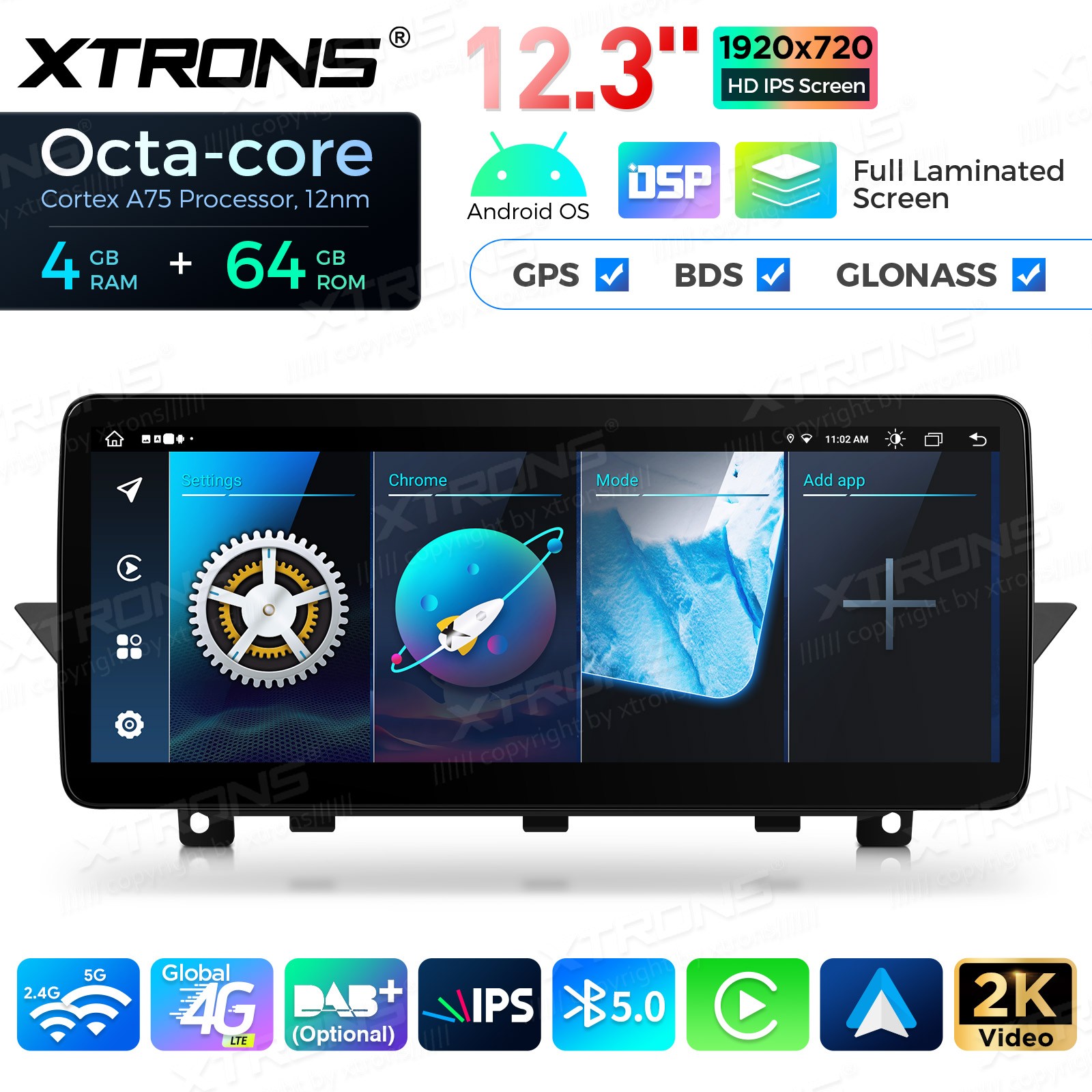 12.3″ Android 14 4G 8-Core 4+64GB CarPlay Car Screen Upgrade WiFi For BMW X1 E84